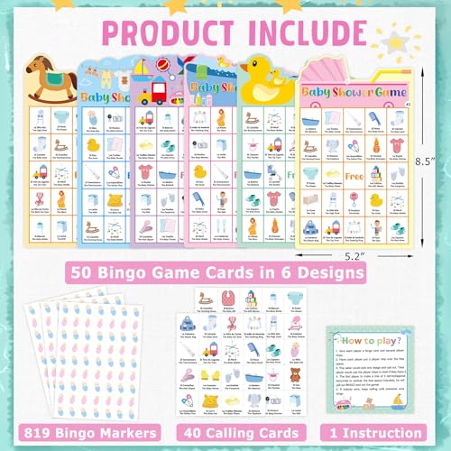 Baby Shower Bingo Game Cards Bilingual Spanish & English Party Supplies