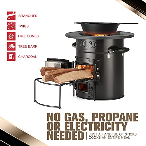 Portable Rocket Stove for Camping & Emergency Cooking – Off-Grid Wood Burning Stove with Carry Bag