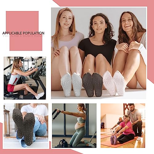 Non-Slip Pilates Socks for Women - Black, White, Green, Purple, Beige - 5 Pairs