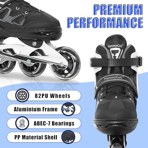 MammyGol Adult Inline Skates Black XXL Men9.5-12 Women10.5-13 Adjustable Beginner