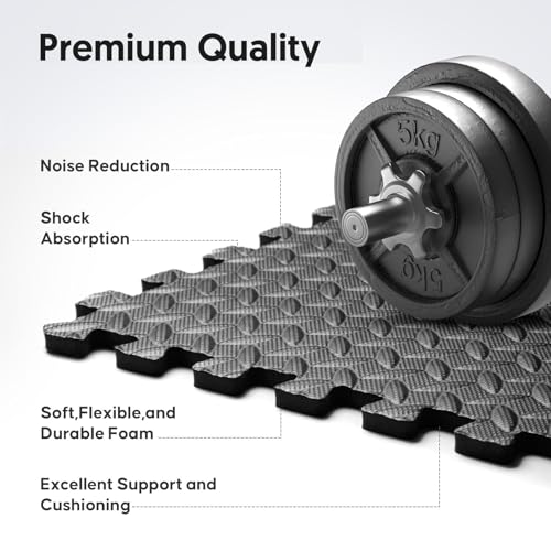 Black Interlocking Foam Exercise Mats - 36 Pack, 144 sq ft Home Gym Flooring