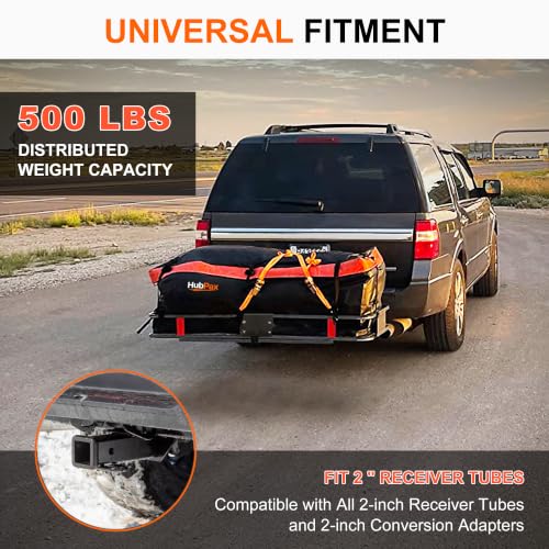 HubPax 16 Cu Ft Folding Hitch Cargo Carrier Basket 60 x 20 x 6 with Waterproof Bag