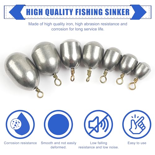 62pcs Lead-Free Fishing Weights Kit with Swivels for Saltwater and Freshwater Fishing