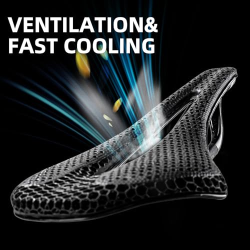 ROCKBROS Carbon Fiber Road Bike Saddle 145mm Ergonomic Comfort Seat