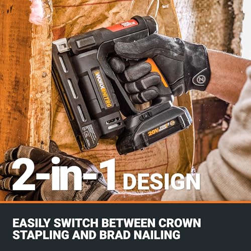 WORX 20V Cordless Crown Stapler Kit - 3/8-Inch, Battery & Charger Included