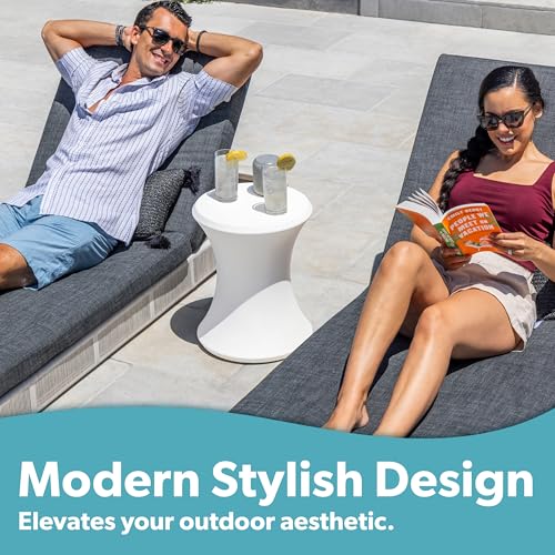 Coast Modern White Outdoor Side Table - All-Weather Pool & Patio Lounger Table