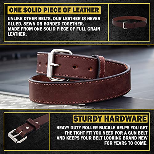 Relentless Tactical Black Stitched 36 Pant Size 40 Belt - No Sag Leather Gun Belt for Concealed Carry and Holsters