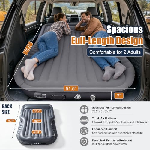 AYAMAYA SUV Air Mattress with Rechargeable Cordless Pump for Car Camping