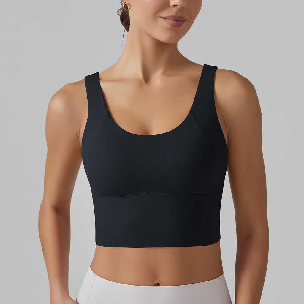 ABOCIW Longline Sports Bra - Wireless Padded Yoga Bra for Women | Medium Support Workout Crop Top