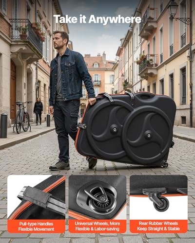 VEVOR 700C Road Bike Travel Bag with TSA Lock & Dual Zippers for Air & Train Transport