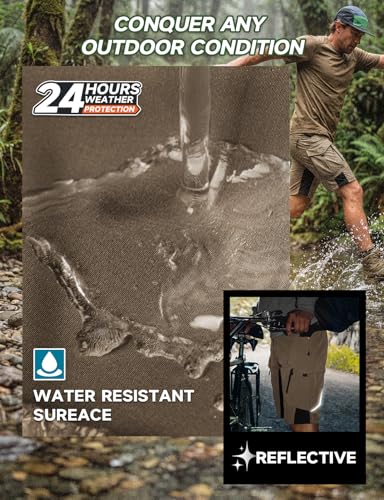 Men's Hiking Cargo Shorts 36 Khaki - Quick Dry, 9 Pockets, Self-Storing