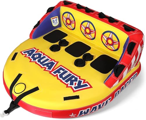 MewVeer Towable Water Tube for Boating and Water Sports, 1-3 Riders, Inflatable with Nylon Cover