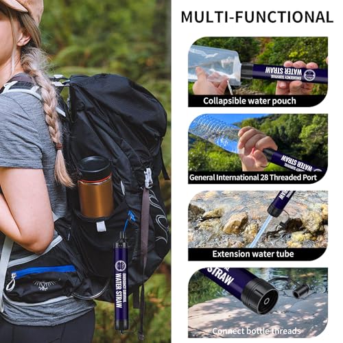 Navy Emergency Water Filter Straw 6-Pack for Hiking Camping Survival