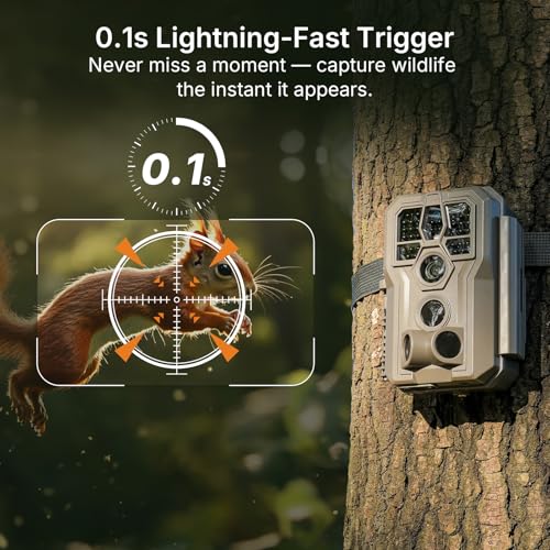 GardePro E5 2.0 4K Trail Camera with No-Glow Night Vision, 120° Detection