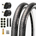 26 Inch Bike Tires Set 2 Pack with Inner Tubes & Repair Kit - All-Terrain Puncture-Resistant for Cruiser & Beach Bikes