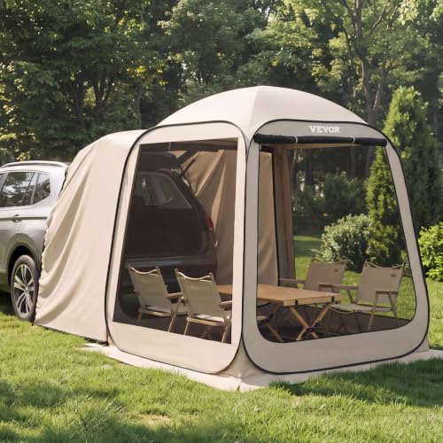 Beige 6x6 ft SUV Tailgate Tent for Car Camping & Outdoor Use