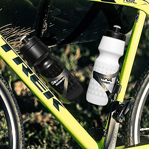 GEMFUL Water Bottle Biking 24oz BPA-Free 2 Pack - Black & White