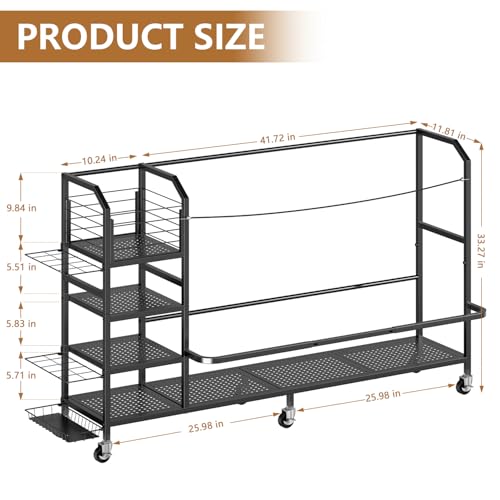 GloCryp 3 Golf Bag Storage Organizer for Garage - Heavy-Duty Steel, Rolling & Lockable, Multi-Shelf Golf Equipment Rack
