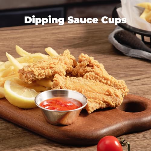120 Stainless Steel Dipping Sauce Cups - Reusable Condiment Ramekins for Home & Restaurant
