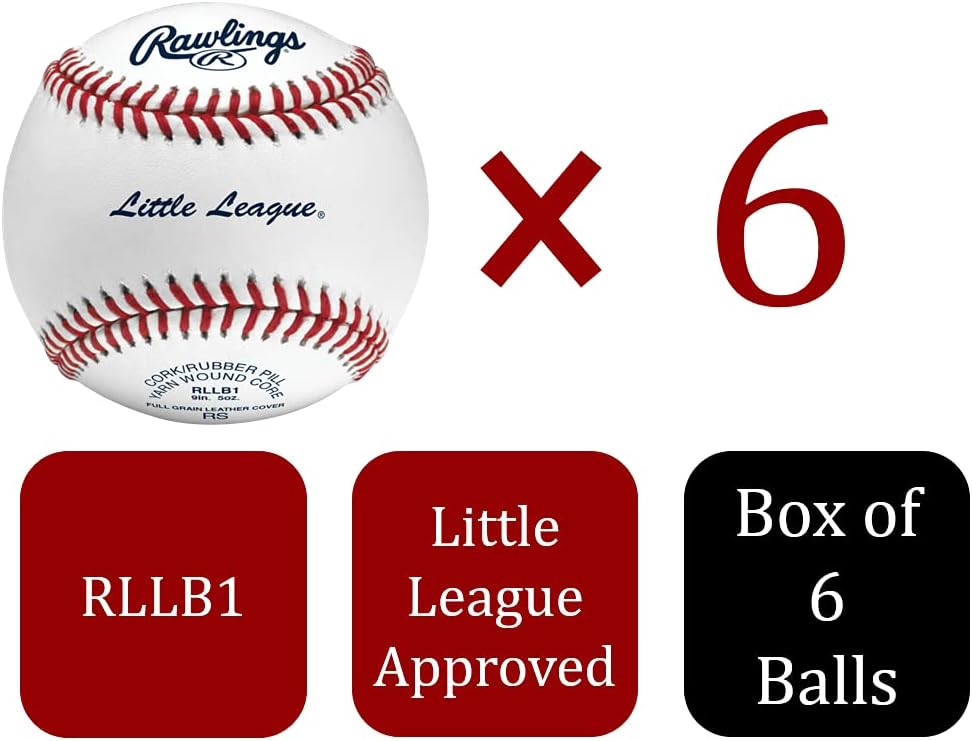 Rawlings Little League Baseballs - Competition Grade RLLB1 for Youth 14U | Multiple Count Options