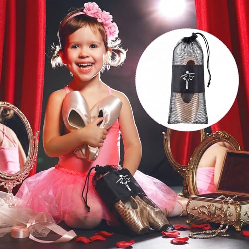 Mesh Dance Pointe Shoes Bag for Women Girls Black - 4 Pack