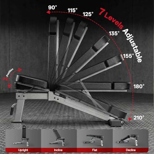 JOROTO FID Adjustable Weight Bench Grey 1300lb Capacity Home Gym Equipment