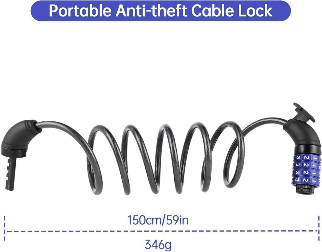 Skiennix Bike Lock Cable - 4-Digit Resettable Security Lock for E-Scooters & Bicycles