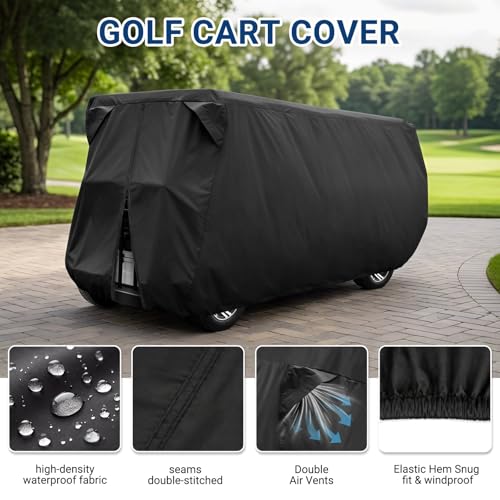 Moveland Waterproof 6-Seat Golf Cart Cover for Outdoor Storage - Black