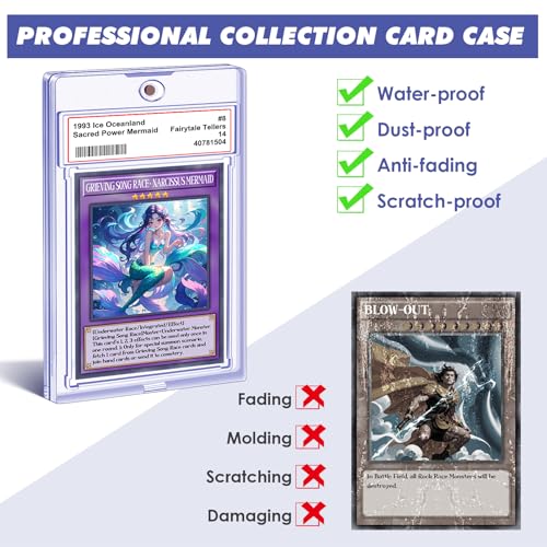 Homthy 100 Pack Magnetic Card Slabs for Trading Cards - Clear Acrylic Protectors with Label Slot, Standard Size Sports & Game Card Holders
