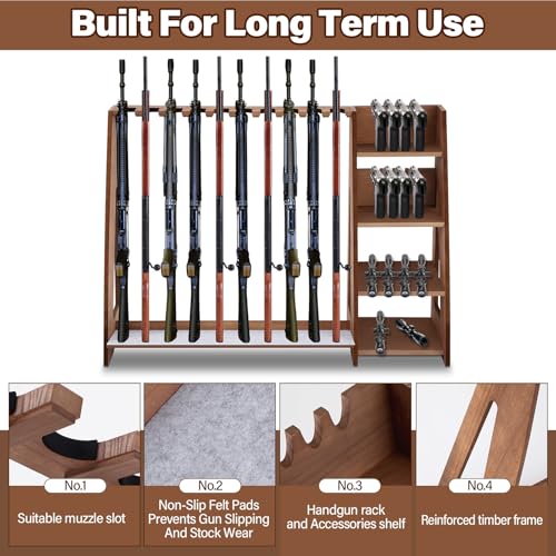 Walnut Wooden Toy Gun Rack with Holder - Indoor Floor Standing Storage