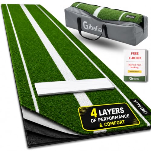 Softball Pitching Mat with Rubber and Alignment Lines - 10x3 Feet Training Surface
