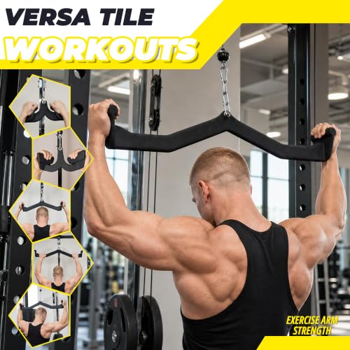 HULKFIT LAT Pulldown Attachments Set - Graphite Handle Variations, 5-Piece Cable Machine Handles for Gym