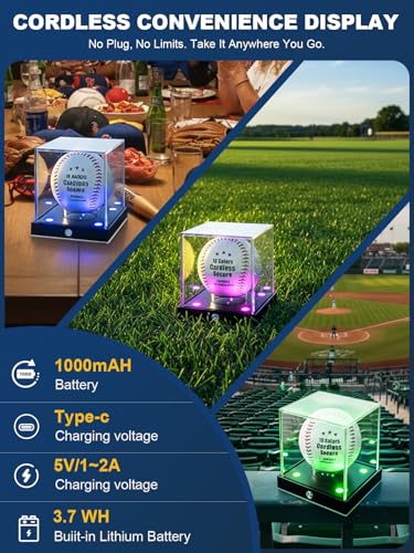 LED Baseball Display Case with Color Light and Memory Function - 1 Pack - Baseball