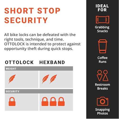 OTTOLOCK Cinch Bike Lock 30 Inch - Orange, Lightweight Theft Deterrent