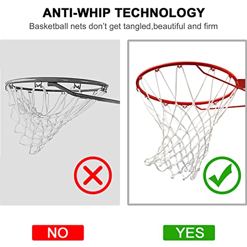 10 Pcs Heavy Duty Outdoor Basketball Nets - All Weather, Anti-Whip, Standard 12 Loops