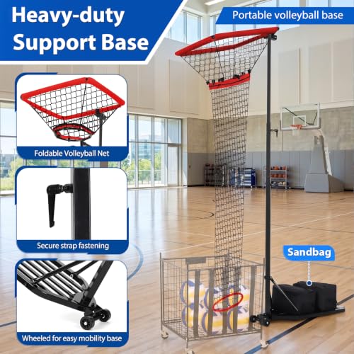 HVDI Volleyball Setter & Spike Trainer System 126" - Heavy Duty Training Aid with 88LB Sandbag Base & Dual Wheels