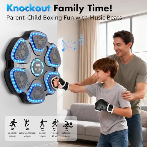 Black Music Boxing Machine for Kids & Adults with Gloves - Interactive Fitness & Training