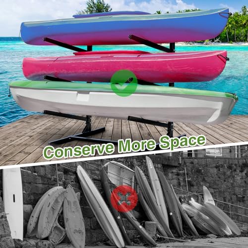 NouraVita Heavy Duty 3-Level Kayak Storage Rack for Garage & Outdoor