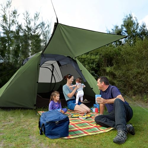 Forceatt 4-Person Camping Tent - Dark Green Waterproof Windproof Lightweight Backpacking Tent