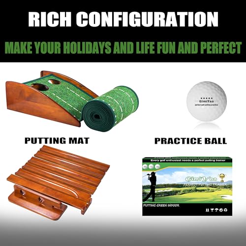 Indoor & Outdoor Golf Putting Mat with Auto Ball Return - Brownish Green