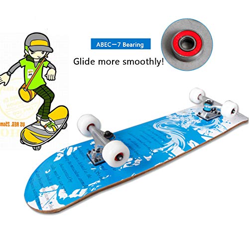 All Black 31'' Maple Complete Skateboard for Beginners Kids & Adults