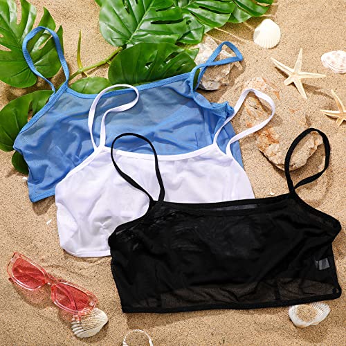 Women’s Sheer Bikini Tank Tops Set - Black, White, Blue | 6 Pack Summer Swimwear