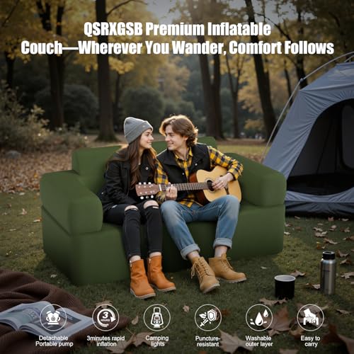 Full Double-Layer Inflatable Air Sofa with Built-in Pump - Outdoor Camping & Home Use