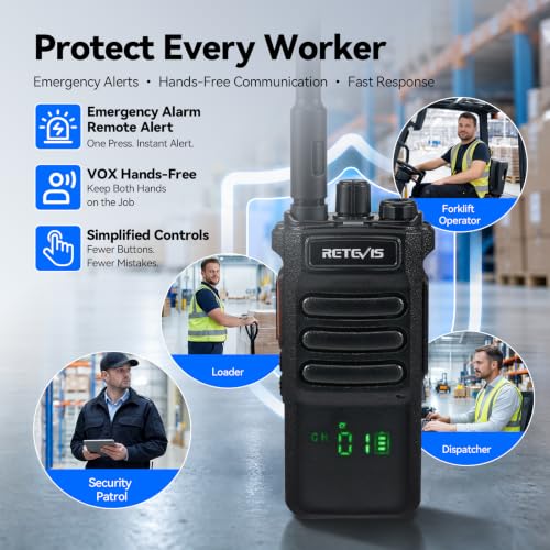 Retevis RT86 Long Range 2-Way Radio with Hidden Screen - 6 Pack for Warehouse