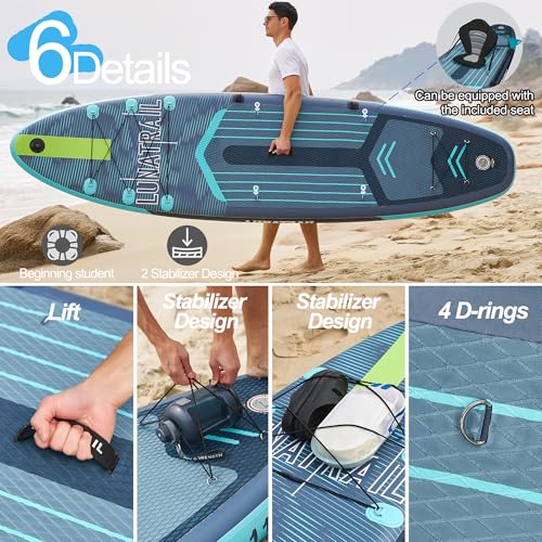LunaTrail 11' x 34" Extra Wide Inflatable Stand Up Paddle Board Kit Gray Blue