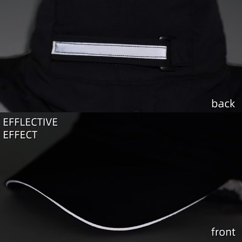 Connectyle Men's Sherpa-Lined Winter Hat with Earflaps Warm Cap Water-Resistant Baseball Cap Reflective Sports Hat Black