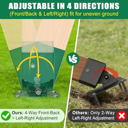 4Pcs Swing Leveling Base Brackets for 4x4 Wooden Posts - Adjustable A-Frame Swing Set Base