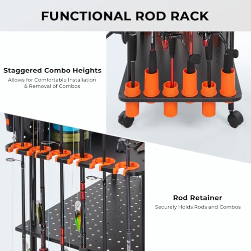 KastKing Gear Trolley V12 Mobile Fishing Rod Holder for 12 Rods - Pro Model