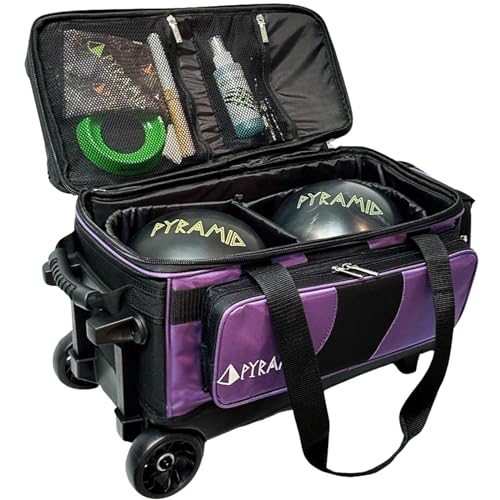 Pro Black/Purple Double Roller Bowling Bag with Shoe Compartment & Accessories