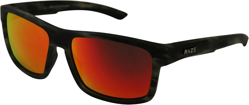 Offshore Polarized Sunglasses - Black Marble Frame with Red Mirror Lenses for Men & Women